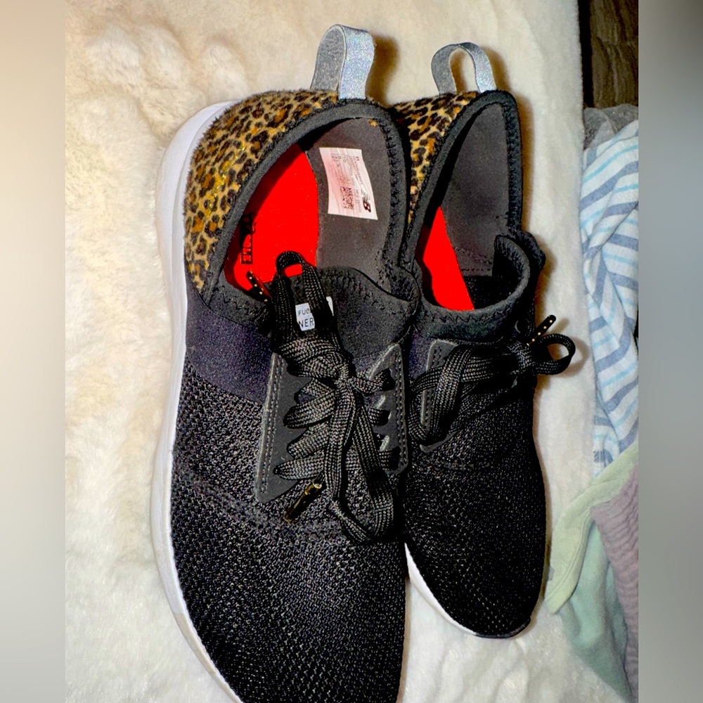 Leopard Print and Black Sneakers